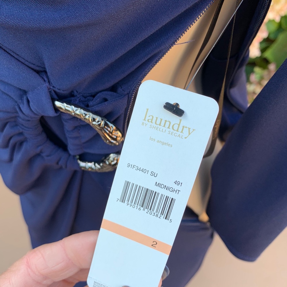 NEW Laundry Shelli Segal navy faux wrap dress - Picture 2 of 10